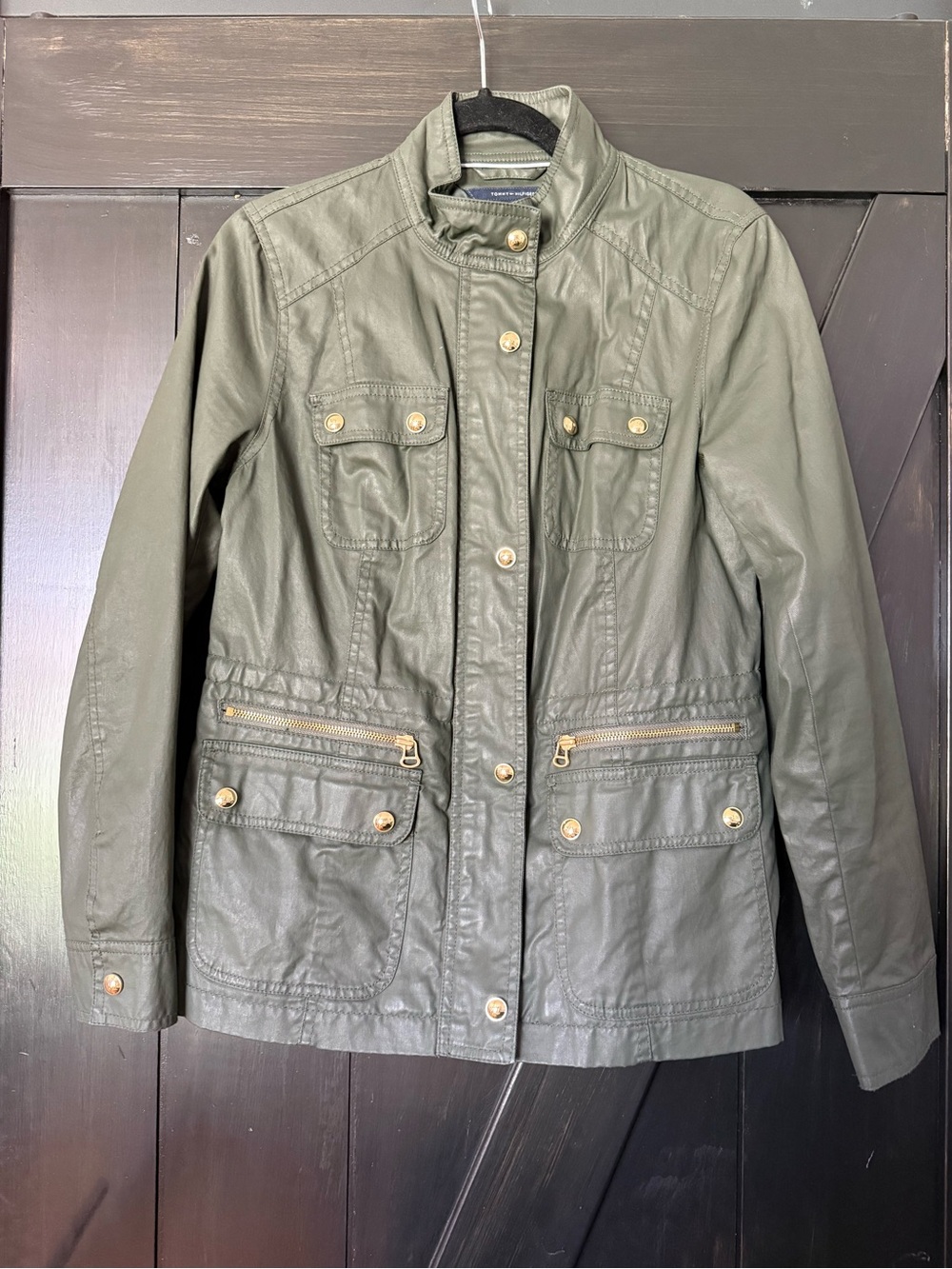 Tommy Hilfiger Olive Utility Jacket with Gold Hardware